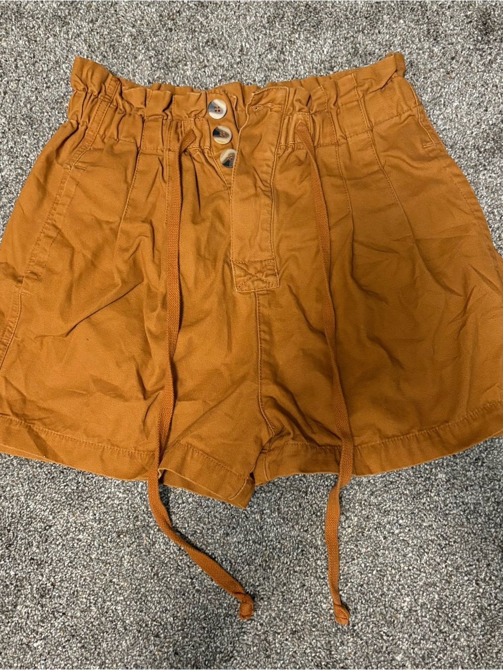 Zenana High-Waist Paperbag Shorts in Burnt Orange
